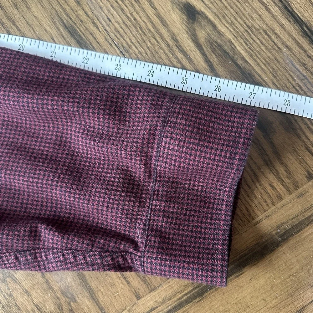 LL Bean Red Black Mens Flannel Shirt Traditional Fit Houndstooth LS Sz XXLT